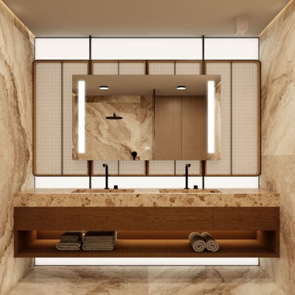 Custom LED Mirror with Frosted Panel