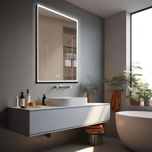Square LED Mirror with Aluminum Frame