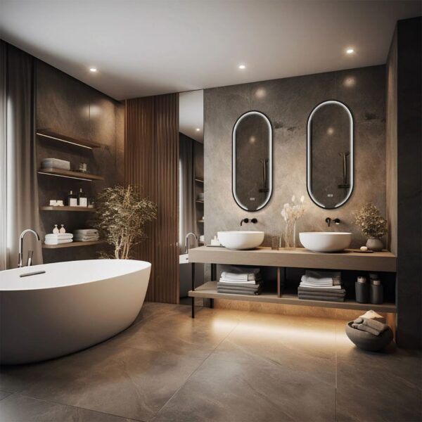 Capsule LED Mirror with Aluminum Frame - Image 2