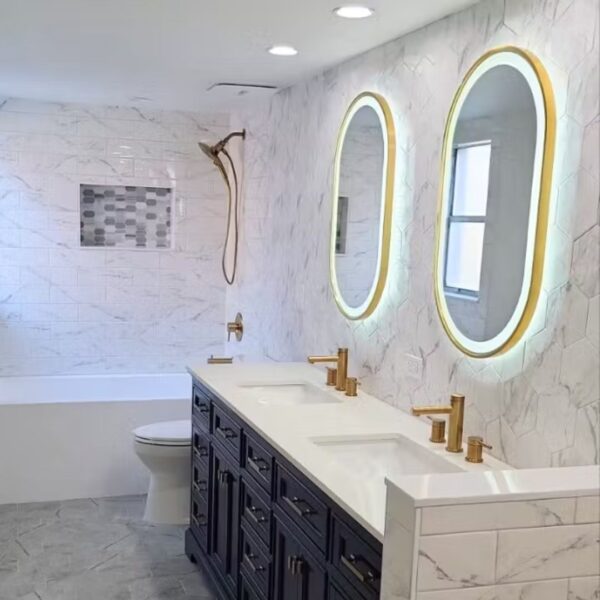 Oval Custom LED Mirror with Aluminum Frame - Image 2