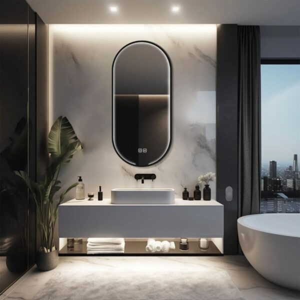 Capsule LED Mirror with Aluminum Frame - Image 3