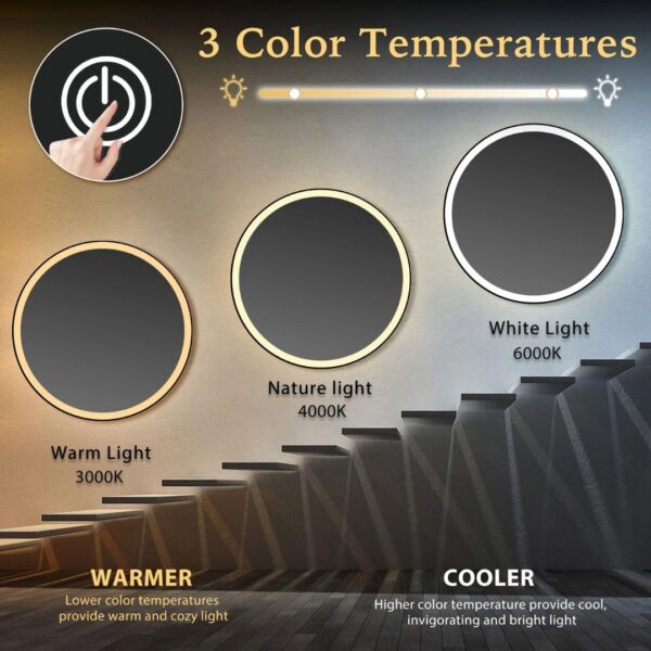 Round LED Mirror with Aluminum Frame - Image 5
