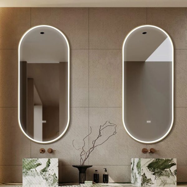 Oval Custom LED Mirror with Aluminum Frame - Image 4