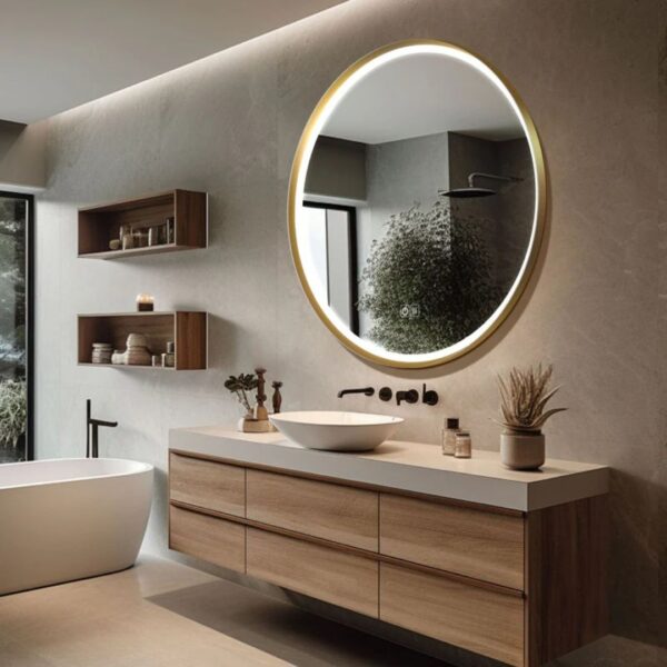 Round LED Mirror with Aluminum Frame - Image 3