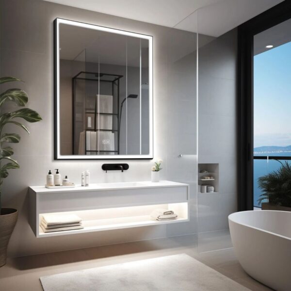 Square LED Mirror with Aluminum Frame - Image 3