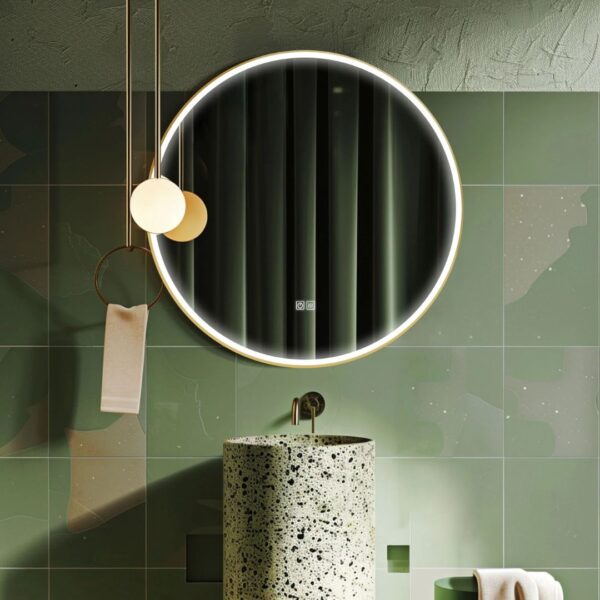 Round LED Mirror with Aluminum Frame - Image 4