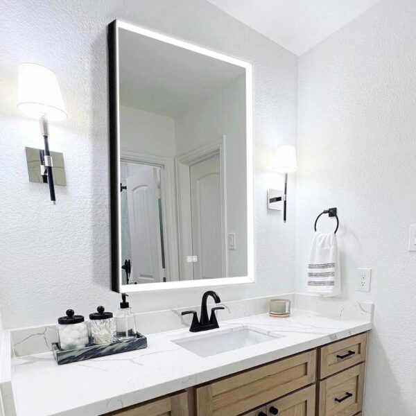 Square LED Mirror with Aluminum Frame - Image 2
